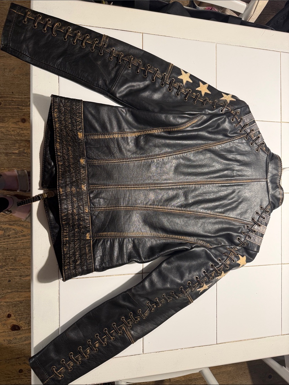 Black Rivet Black Leather Star-Accent Jacket - Picture 5 of 6